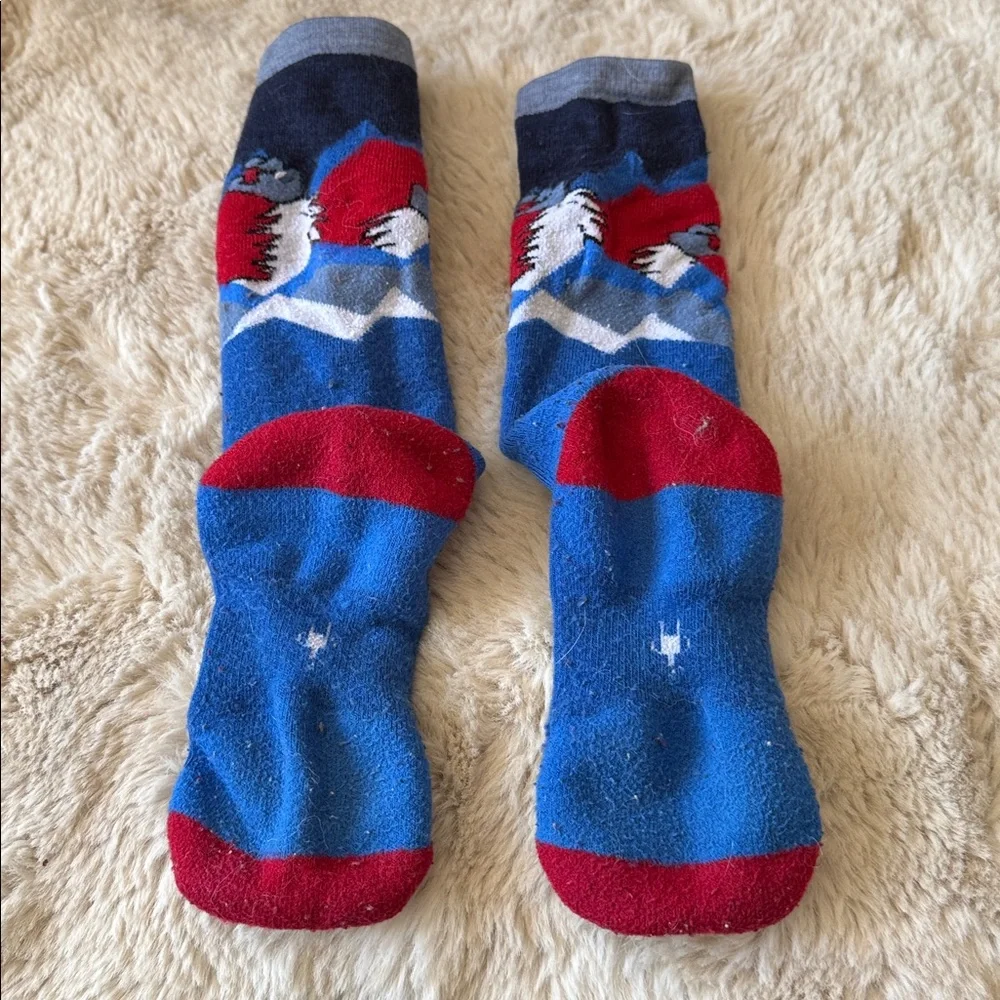 Smartwool Socks Kids Large Wool Yeti Blue Red Skiing